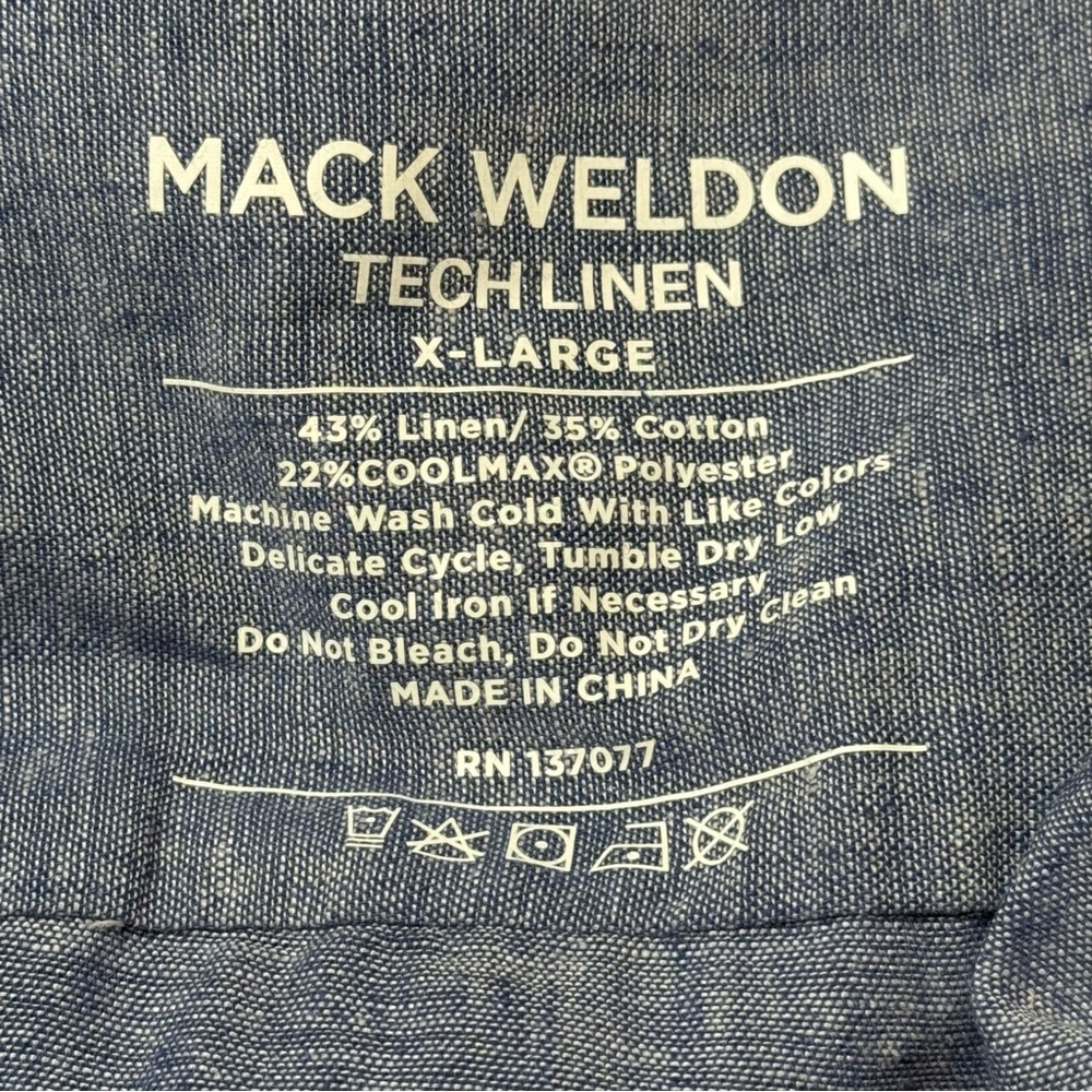 Mack Weldon Tech Linen Camp Shirt Men's Short Sleeve Shirt Wild Rapids X-Large - Picture 8 of 9